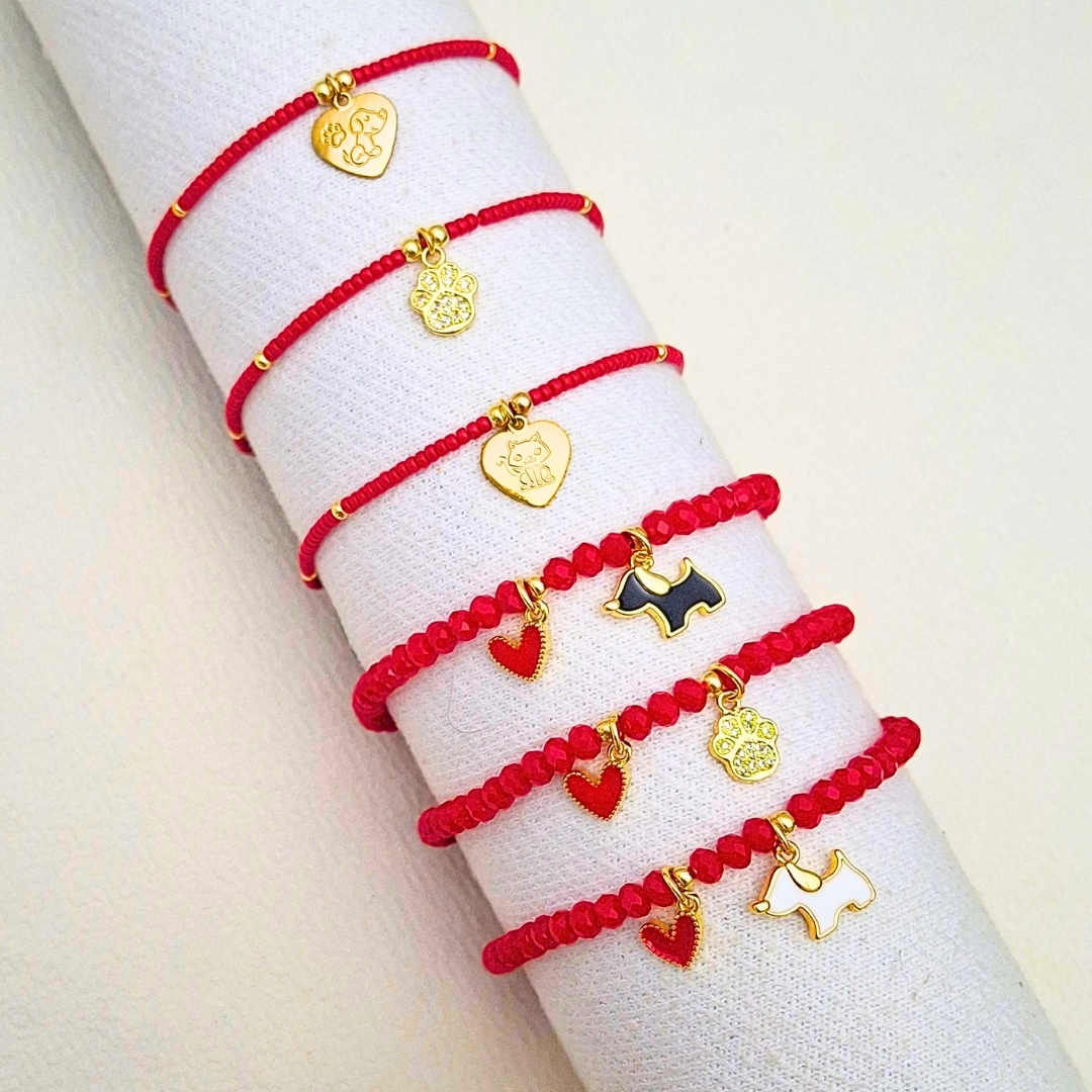 PULSERAS ROJAS MASCOTAS