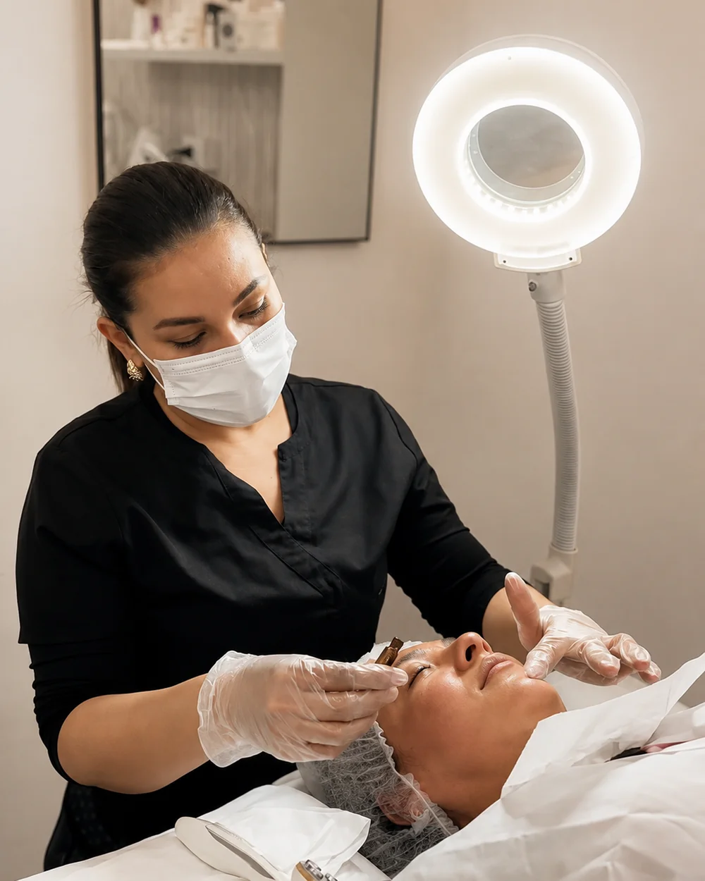 Diana realizando un tratamiento facial personalizado