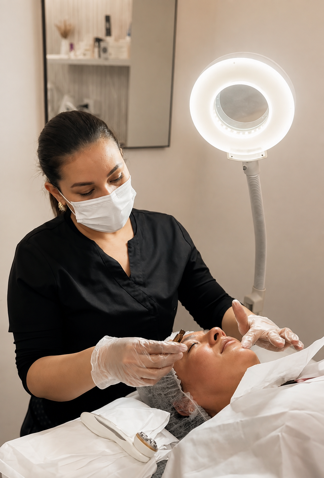 Diana realizando un tratamiento facial personalizado