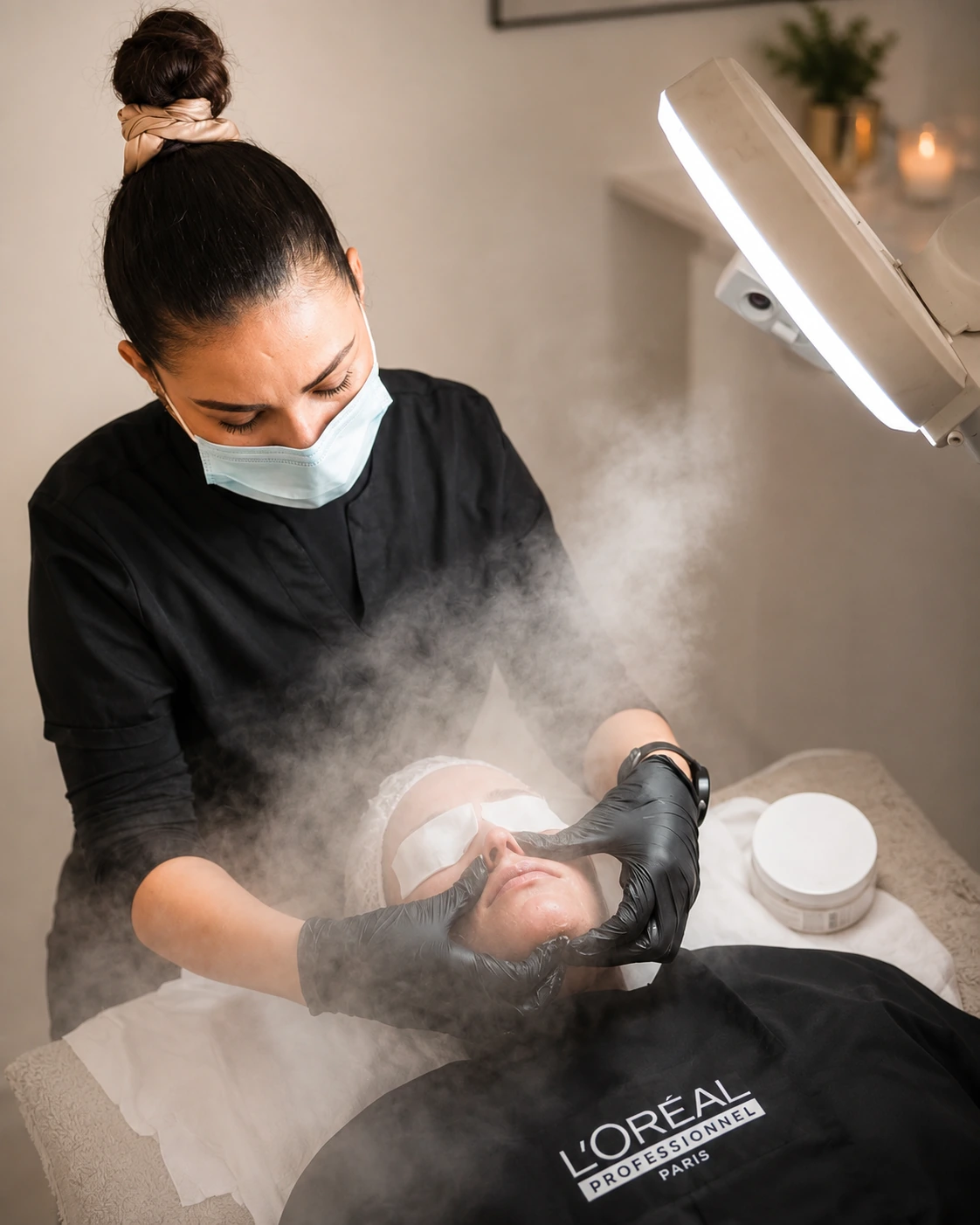 Natalia durante su tratamiento de hidratación profunda en Diana Beauty Studio