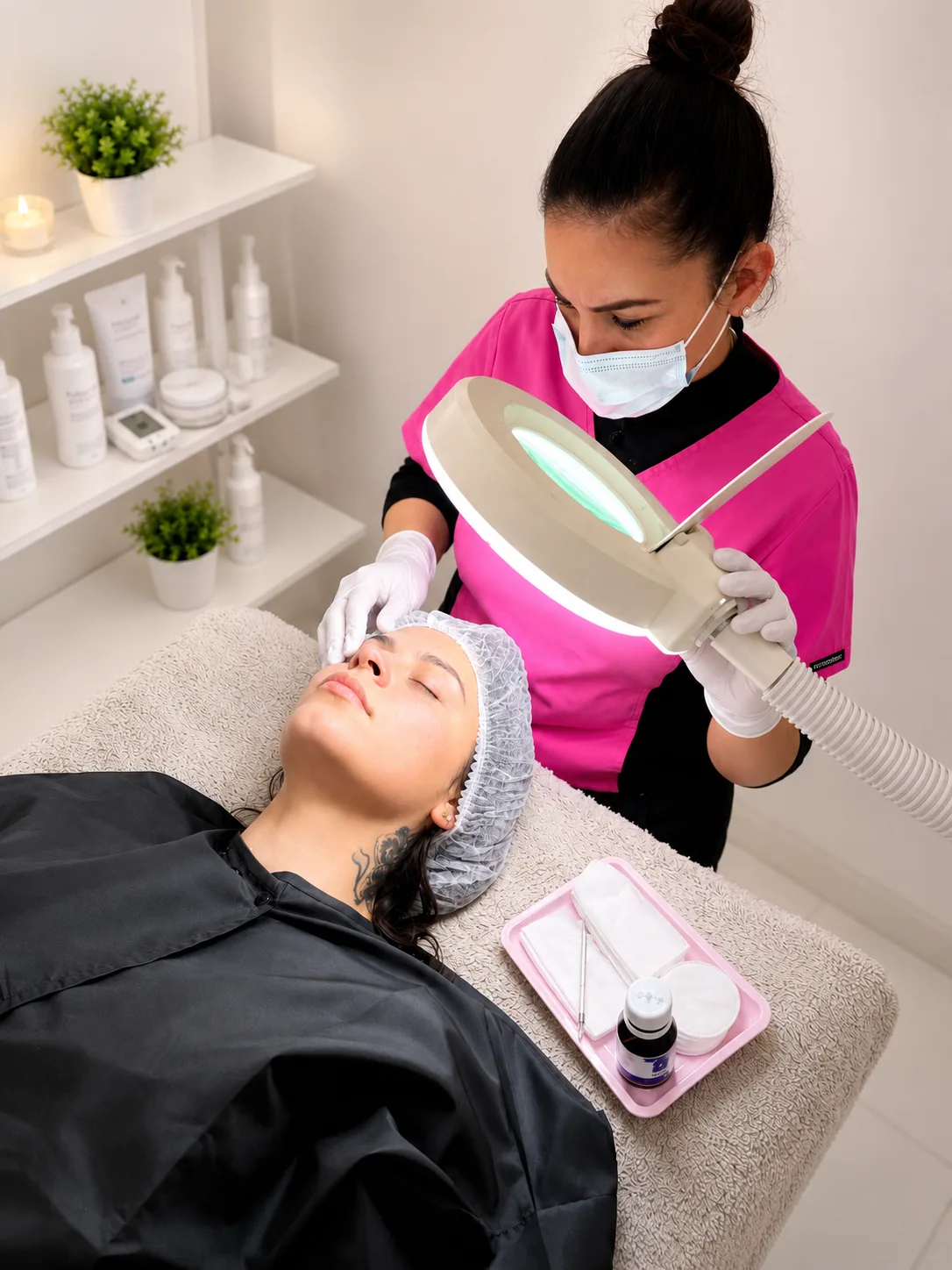 Claudia durante su limpieza facial profunda en Diana Beauty Studio