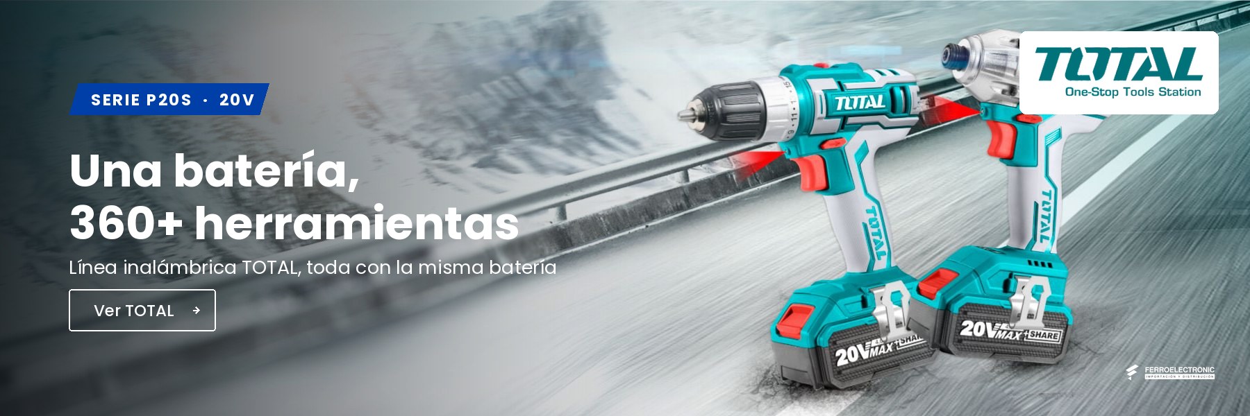 TOTAL serie P20S 20V: una bateria para mas de 360 herramientas