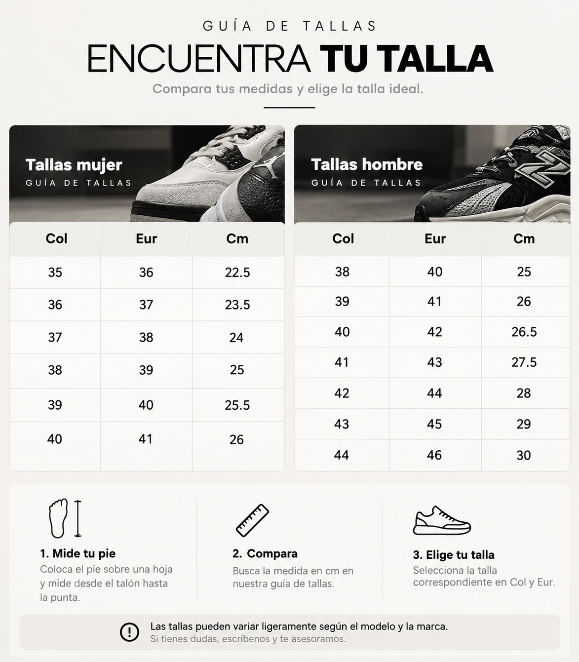Guia de tallas 