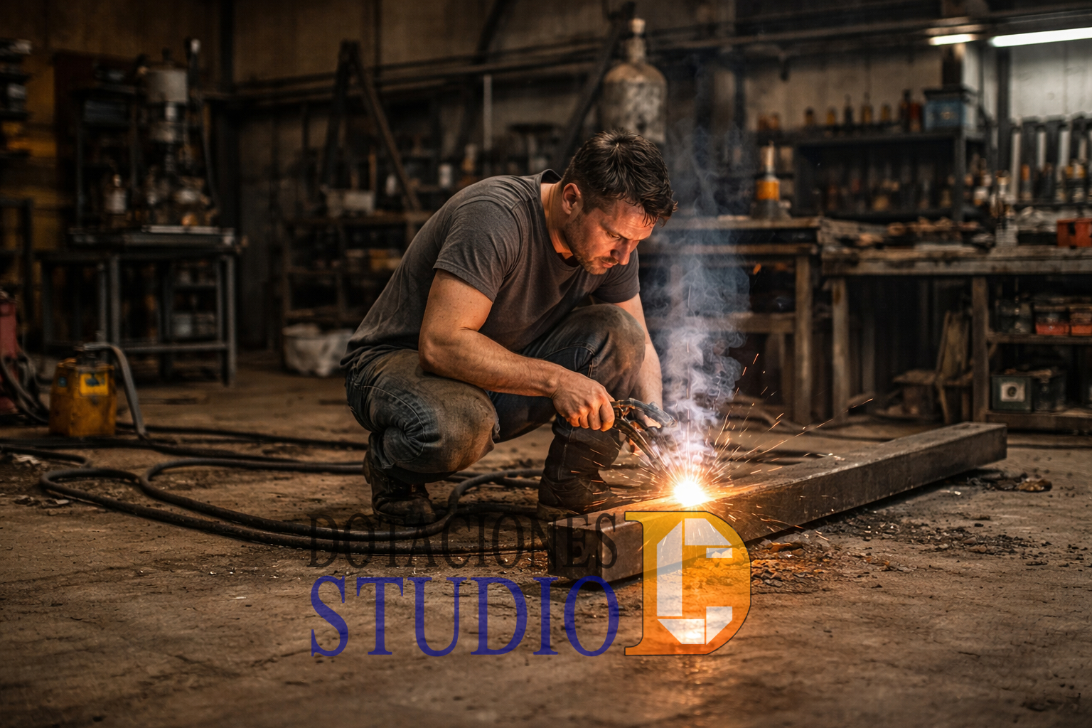 persona soldando sin protección personal