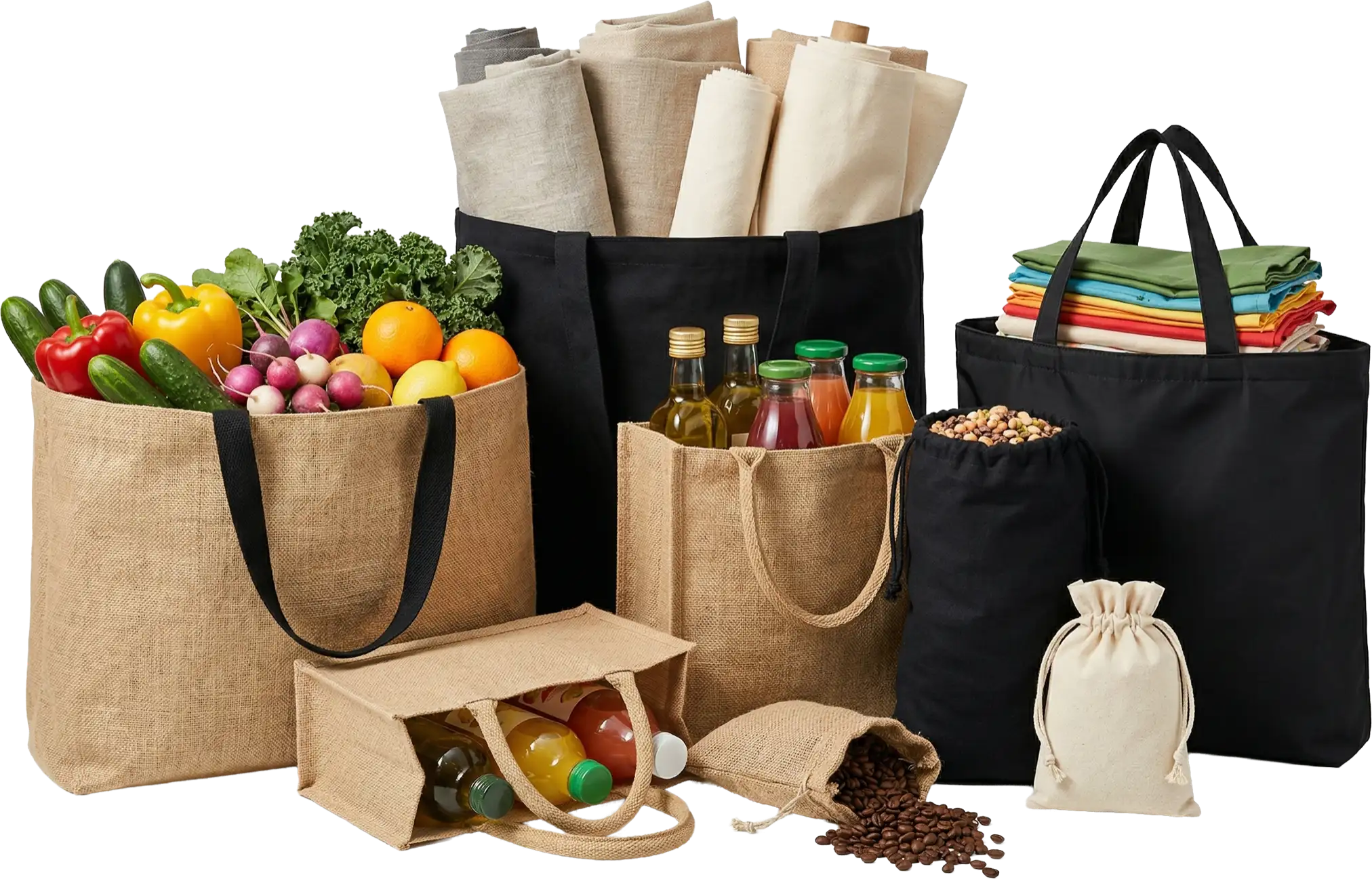 Bolsas naturales de yute y algodón impresas y personalizadas