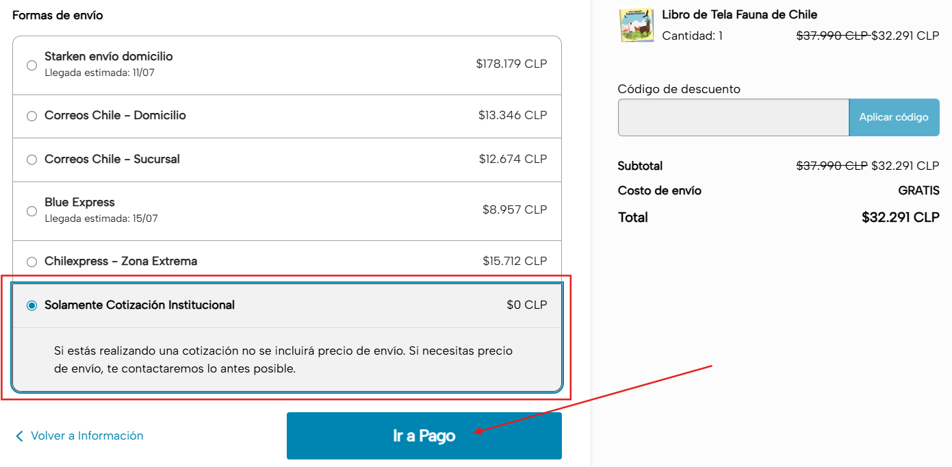 2. Selecciona Formas de Envío