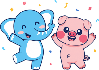 Personajes Pigyfante celebrando
