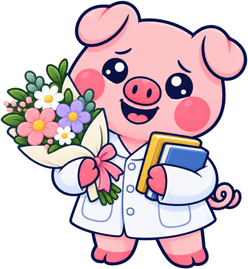 Cerdita profesora con flores - Pigyfante