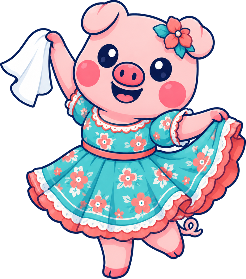 Cerdita china con vestido de cueca