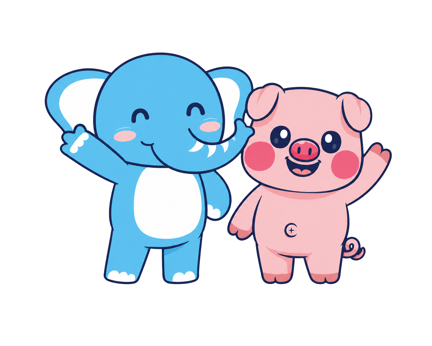 Elefante y cerdito Pigyfante saludando