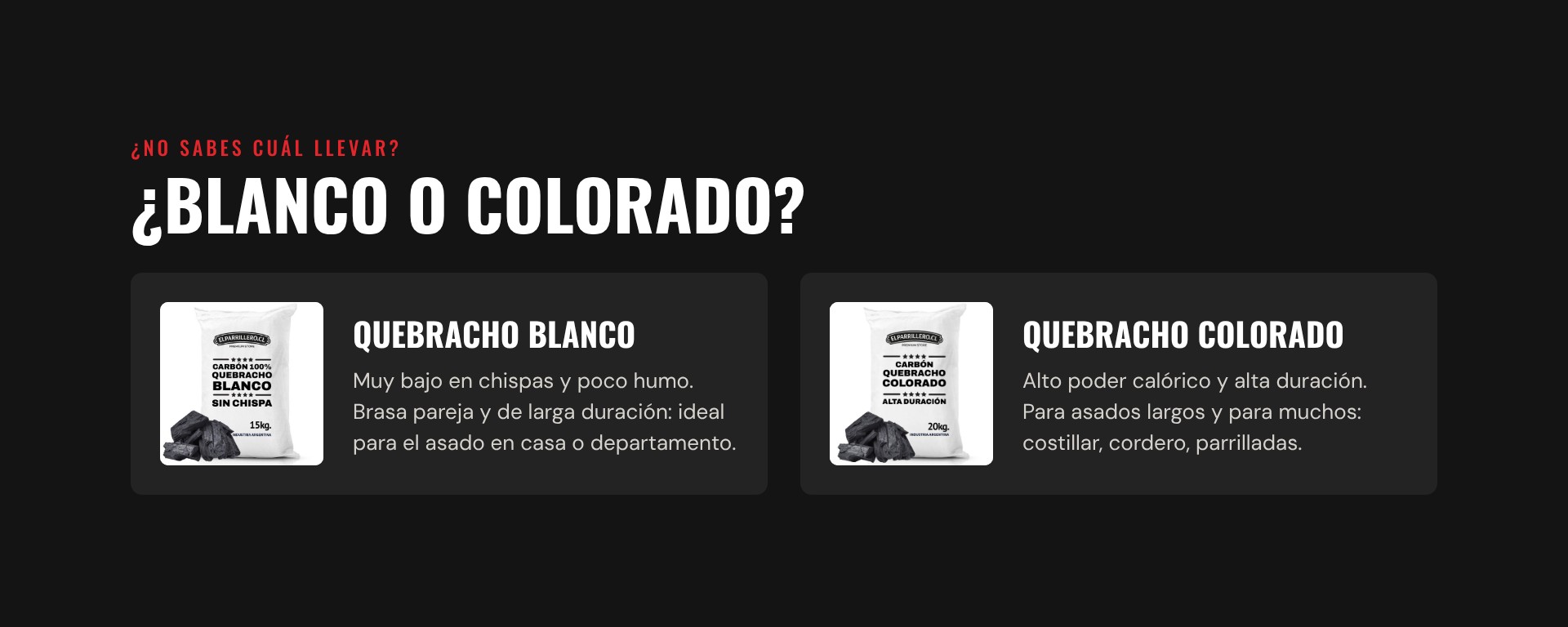 Diferencias entre carbón quebracho blanco y colorado