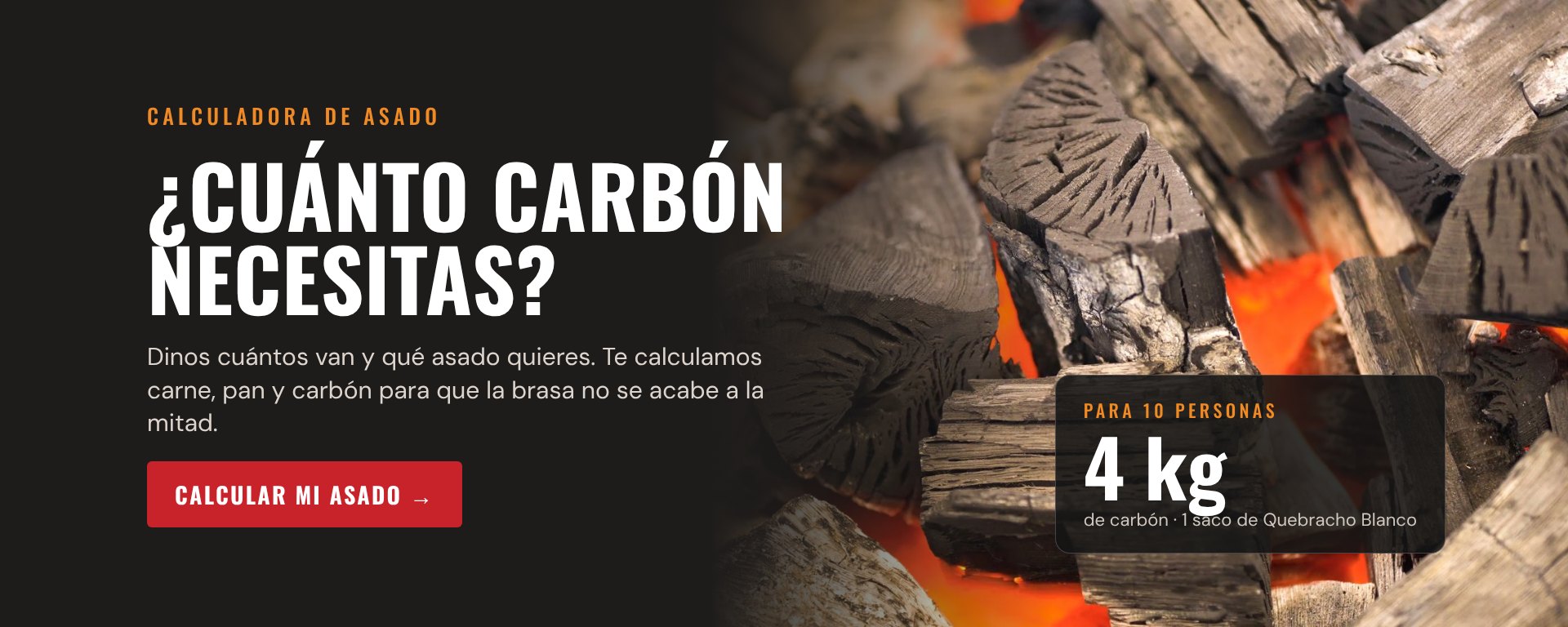 Calculadora de asado: cuánto carbón necesitas