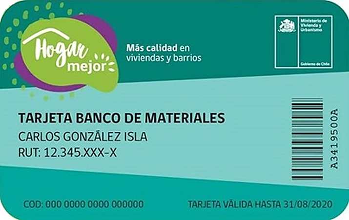 tarjeta banco materiales