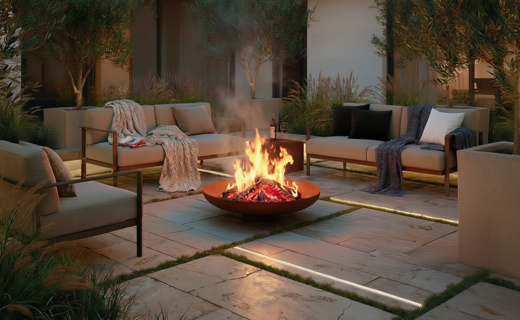 QHIRI - Fogones de acero corten para patio, terraza y jardín