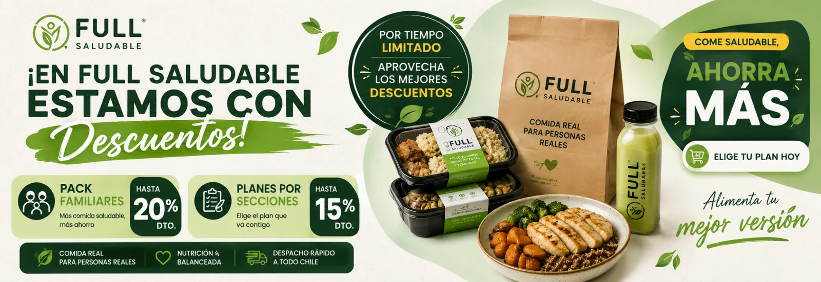 Descuentos en Full Saludable: pack familiares y planes por secciones