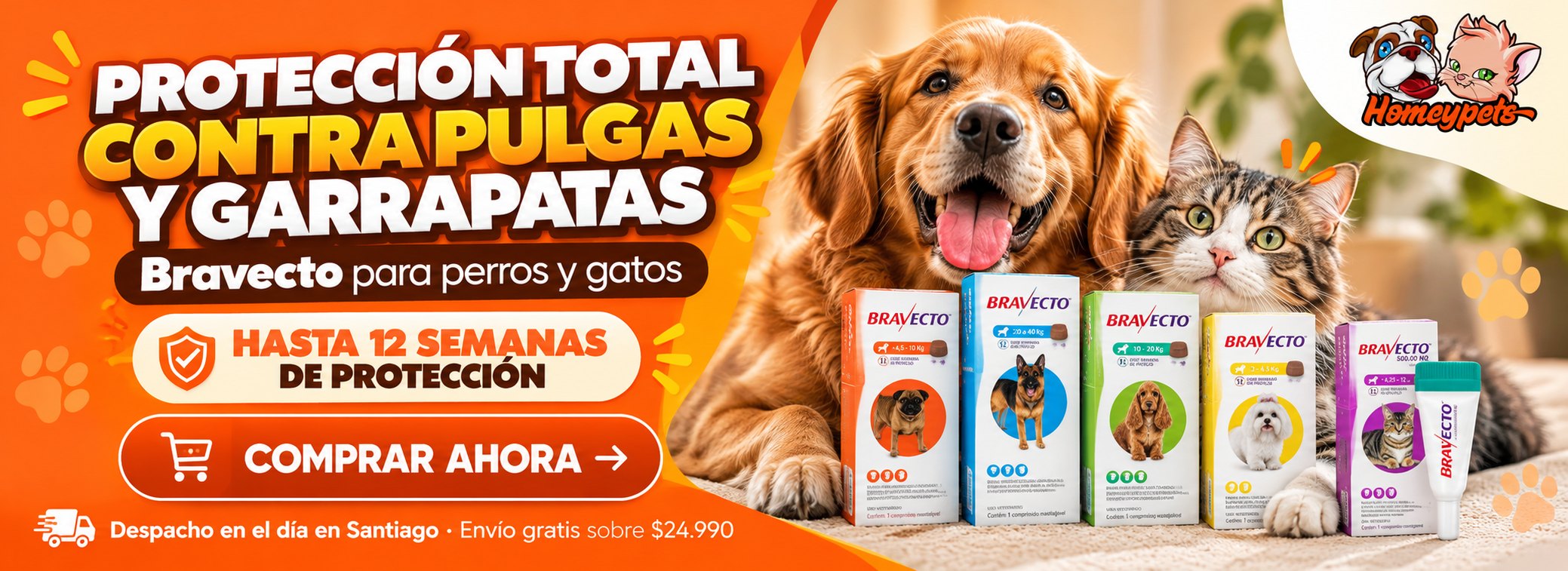 Bravecto para perros y gatos: protección contra pulgas y garrapatas hasta 12 semanas en Homeypets