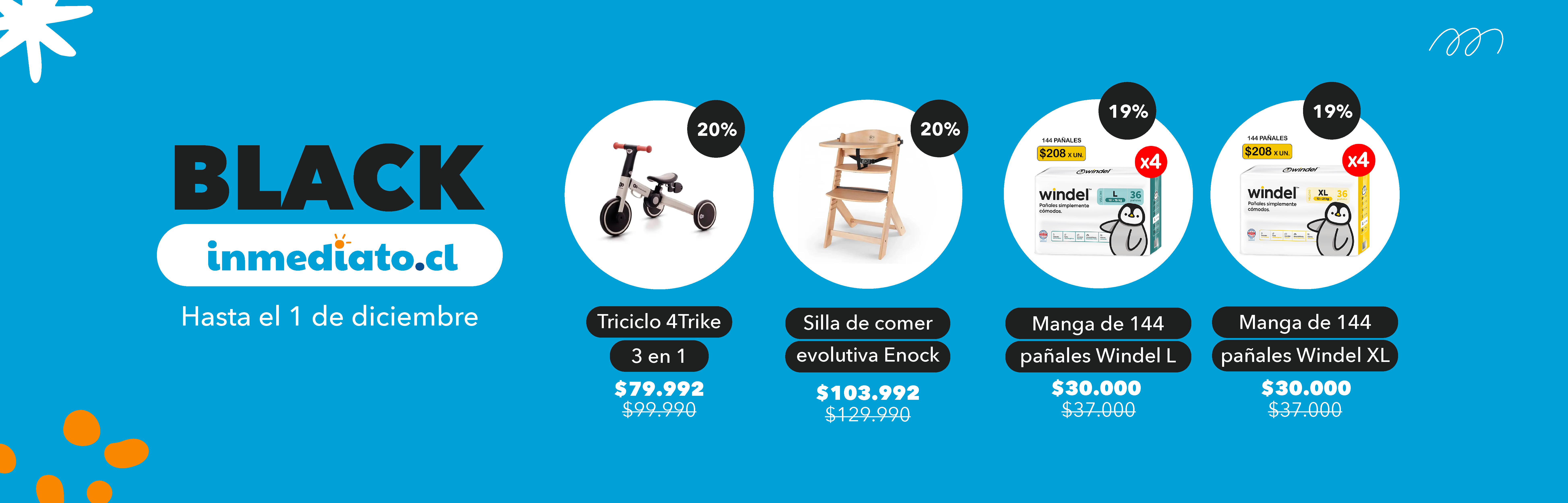 black friday inmediato sillas pañales