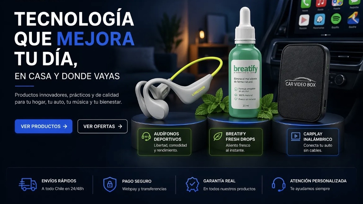 En JAMTYH encontrarás tecnología práctica para mejorar tu día a día. Descubre audífonos Langsdom, adaptadores CarPlay inalámbricos y productos de bienestar con envío a todo Chile.