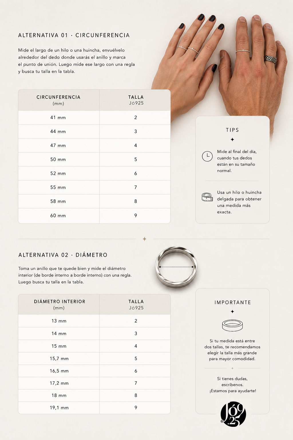 para saber tu talla de anillo?