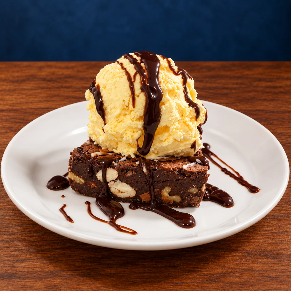 Brownie con helado
