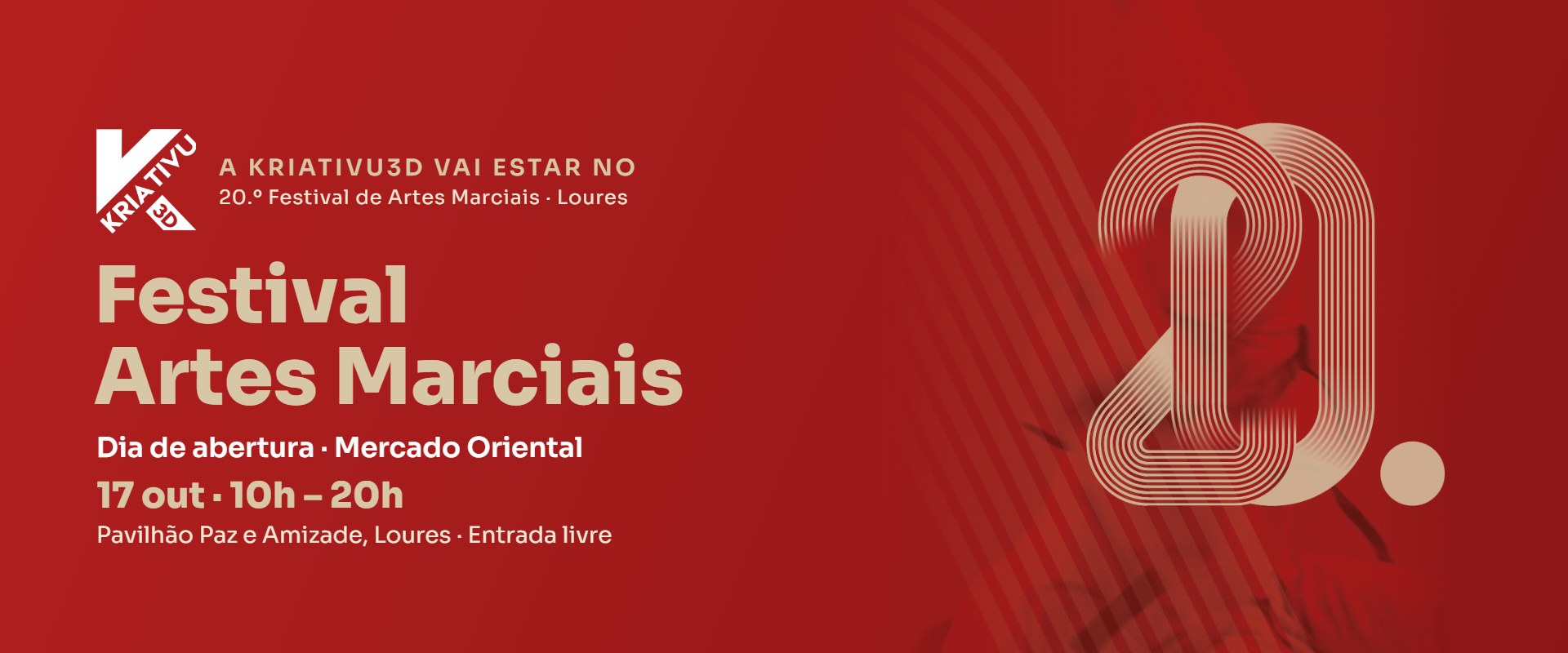 A Kriativu3D vai estar no 20.º Festival de Artes Marciais de Loures, a 17 de outubro, no Pavilhão Paz e Amizade