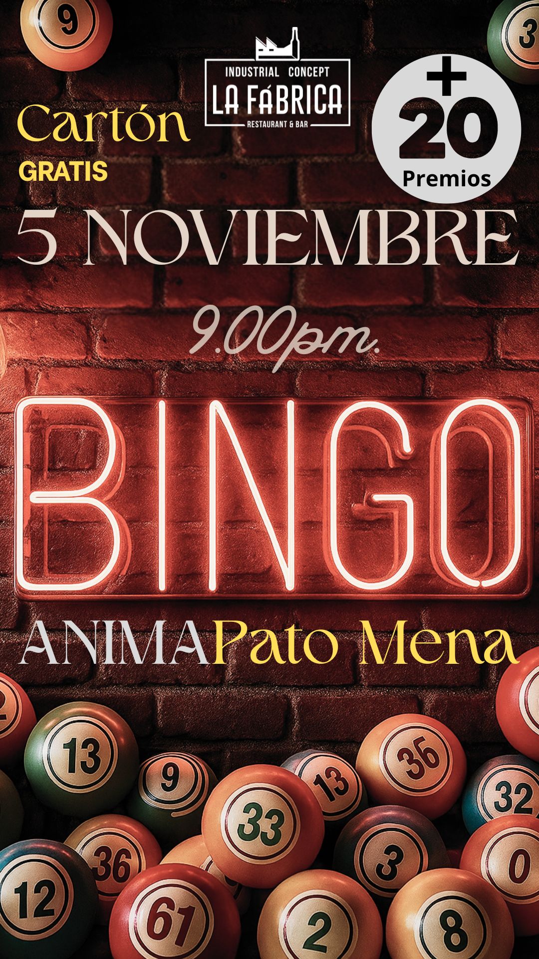 BINGO RESERVA MESA MIÉRCOLES 5 noviembre 
