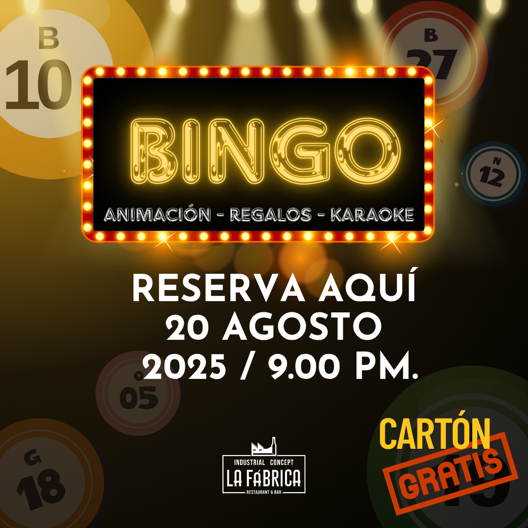 BINGO RESERVA MESA (20)  MIÉRCOLES 20 AGOSTO 2025 