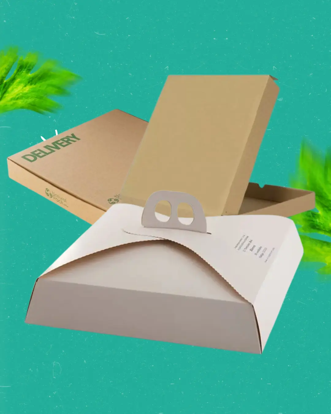 Cajas de cartón para el transporte de alimentos preparados, pizza, cajas para tartaletas y cajas blancas para tortas.