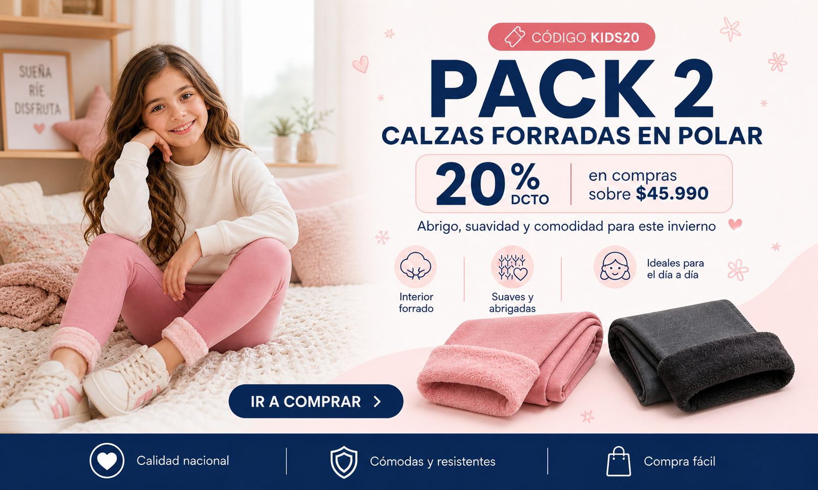 pack calza infantil forrada 