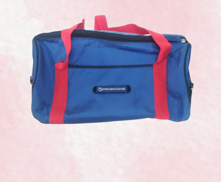 Bolso deportivo cuero y nylon AZUL Y ROJO