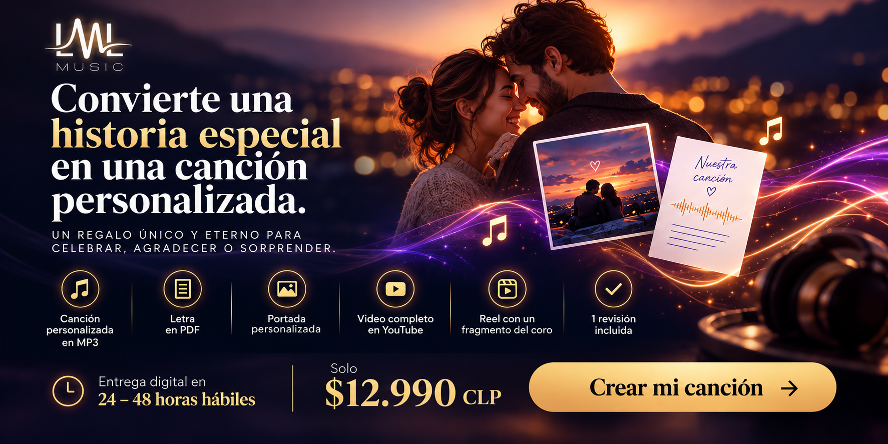 Canción personalizada para regalar con letra, portada, video y reel - LUMEL Music