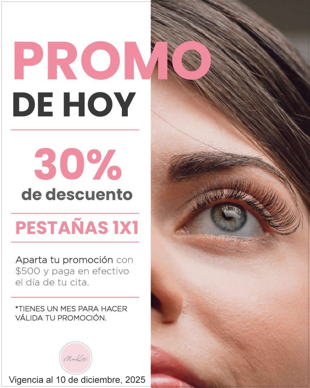30% de descuento en pesañas 1x1