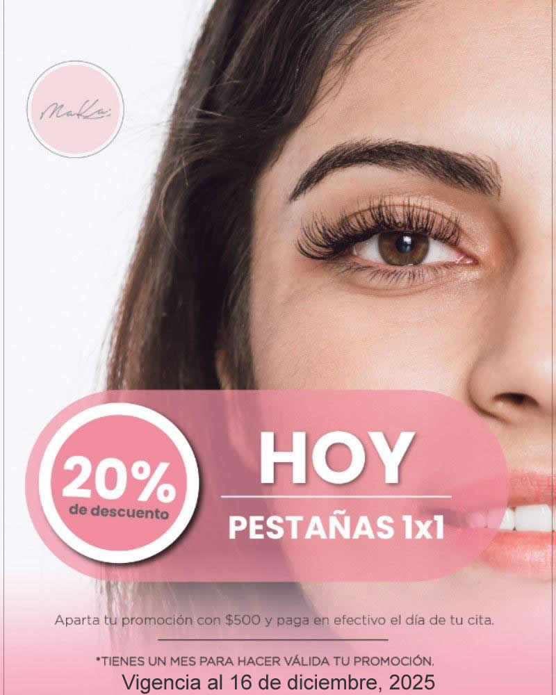 20% de descuento en pestañas 1x1