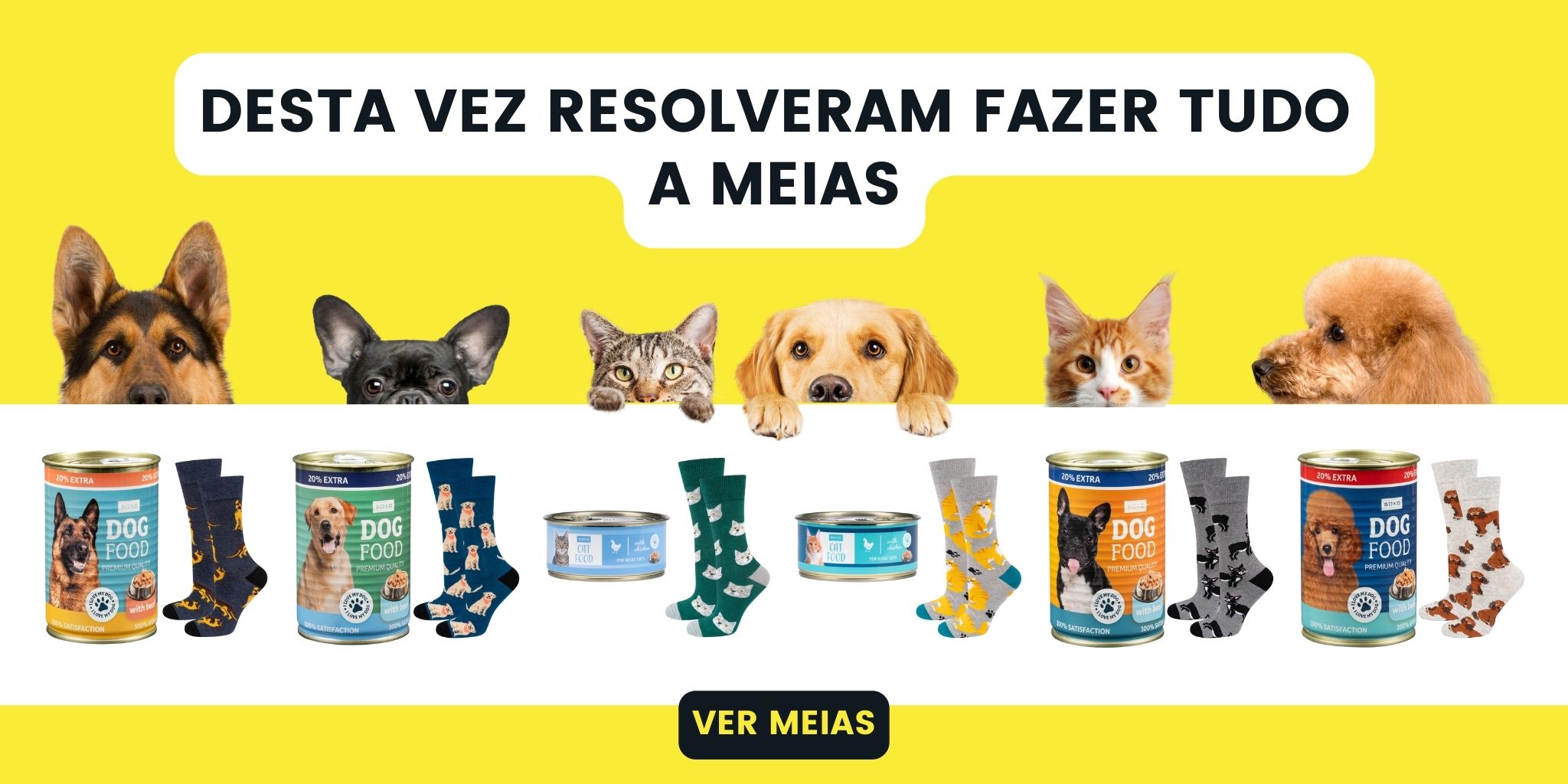 Mogando - Presentes de Natal - Meias Dog Food e Cat Food