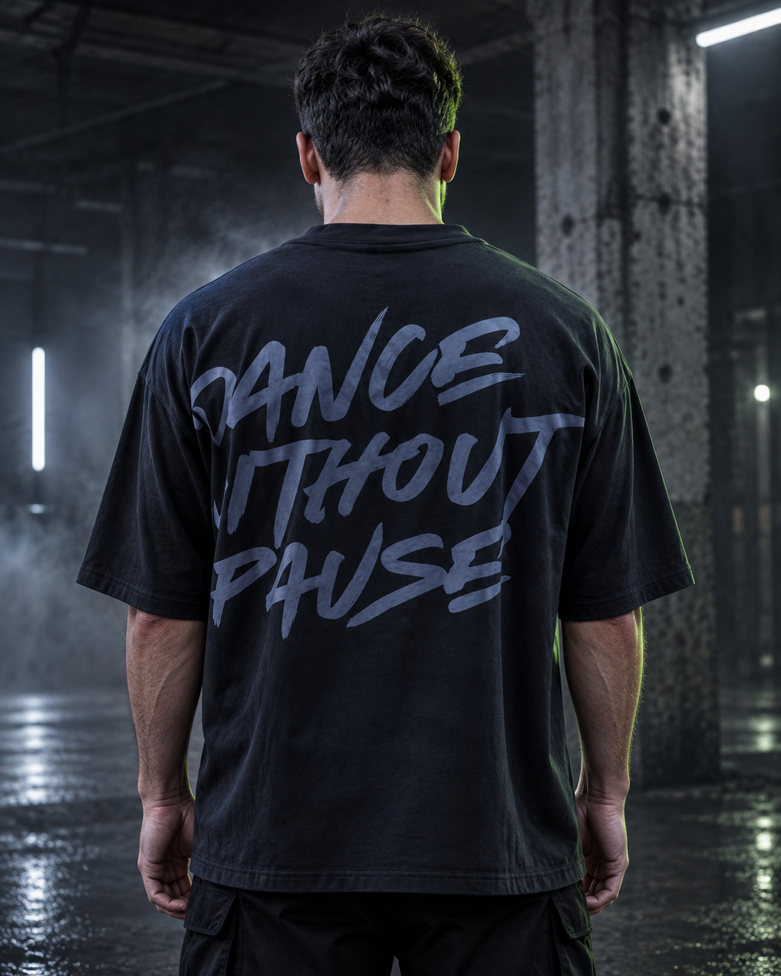 Campaña generada con IA: modelo con una interpretación de Dance Without Pause