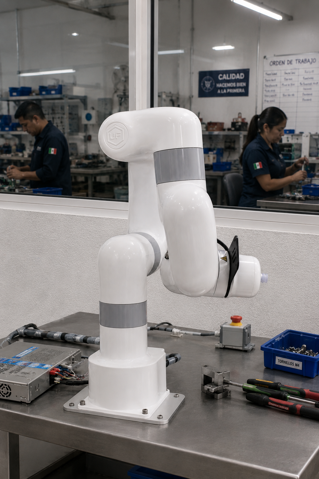Brazo robótico colaborativo UFactory en el laboratorio de Omega Robotics