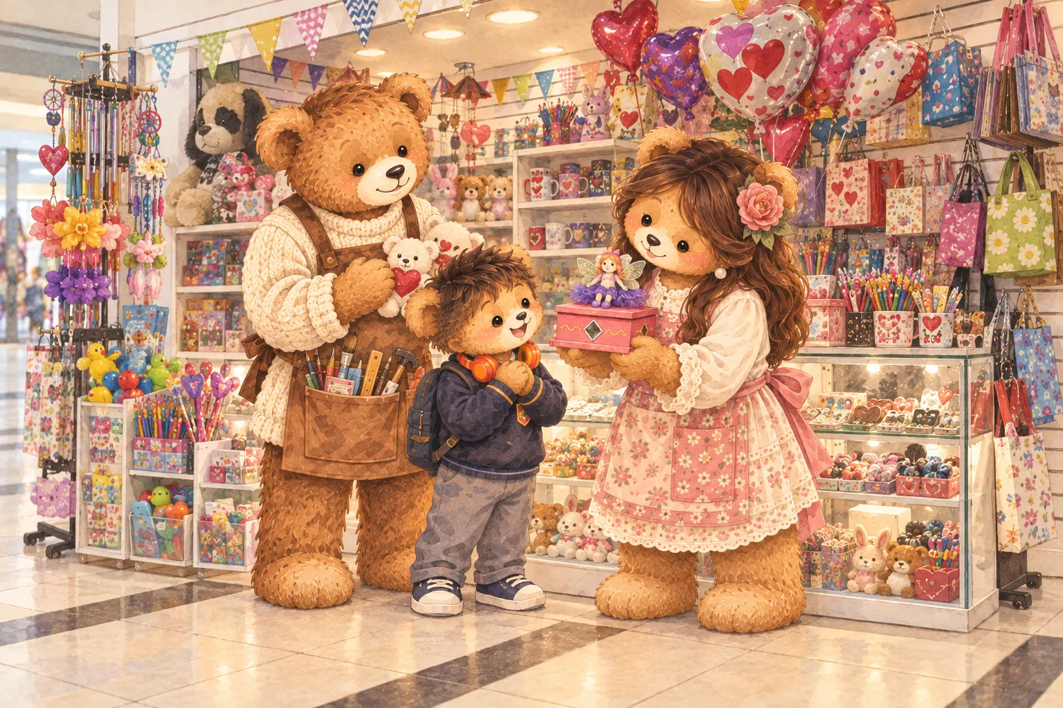 La familia atiende Mundo Gift, su local de regalos y artesanía en el cuarto piso del mall.