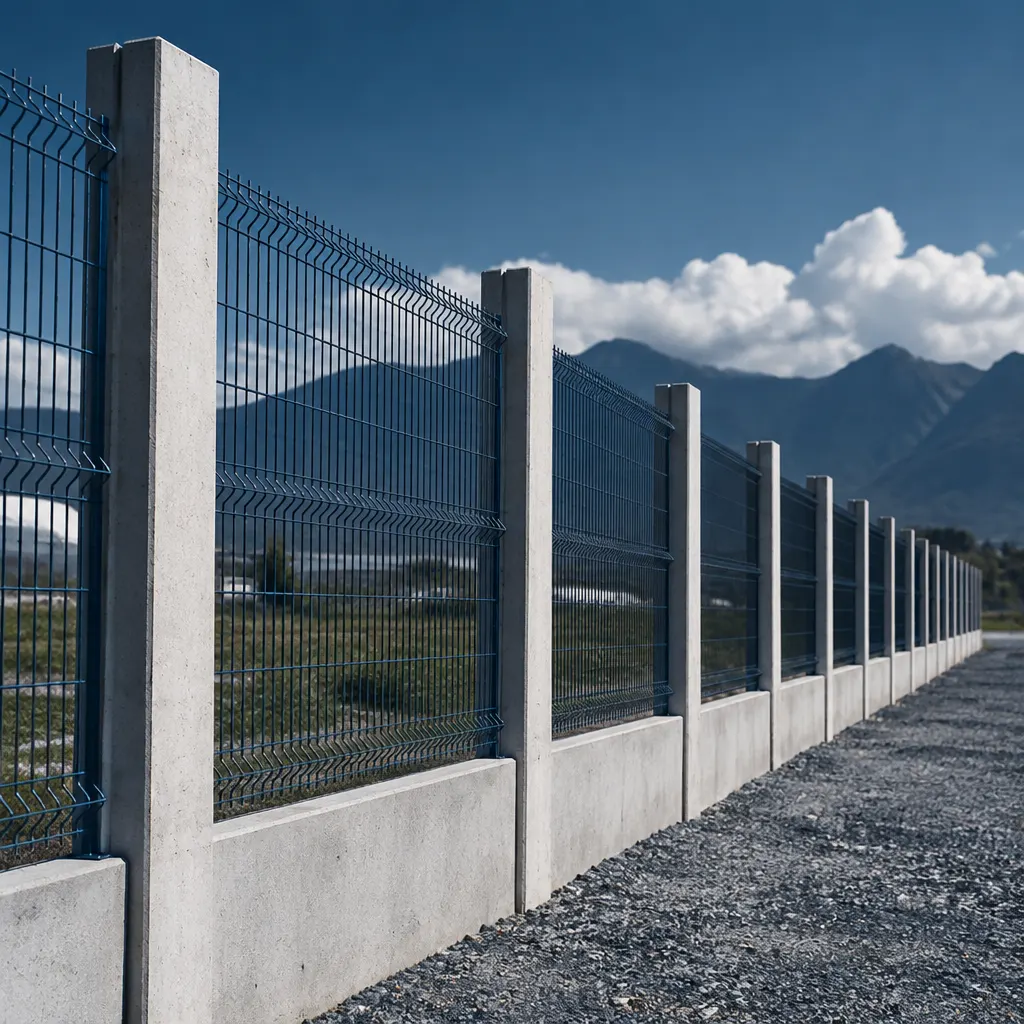 Fotografía de postes prefabricados de concreto utilizados en un cerramiento.