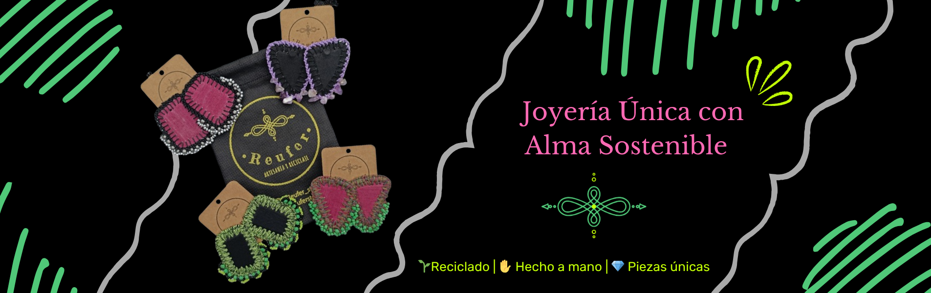 Aros hechos a mano a partir de materiales reciclados, diseños unicos