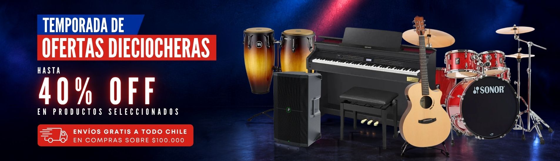 ofertas fiestas patrias 18 de septiembre en instrumentos musicales en sagas music shop