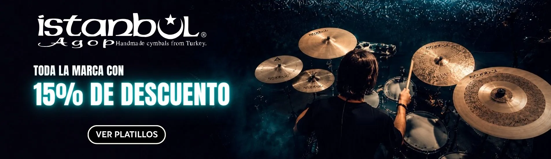 Banner de platillos profesionales Istanbul Agop hechos en Turquía disponibles en Sagás Music Shop Chile