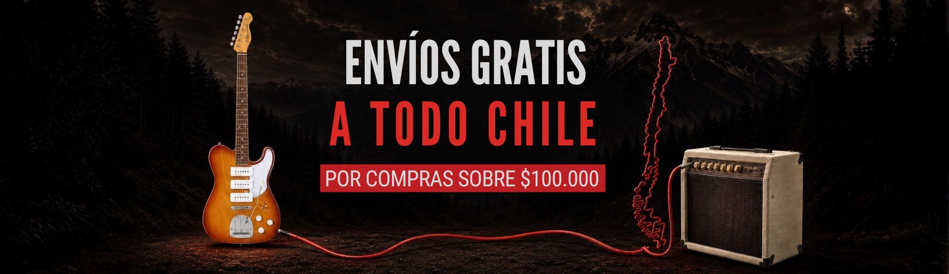 Envíos gratis a todo Chile por compras sobre $100.000 en instrumentos musicales de Sagás Music Shop.