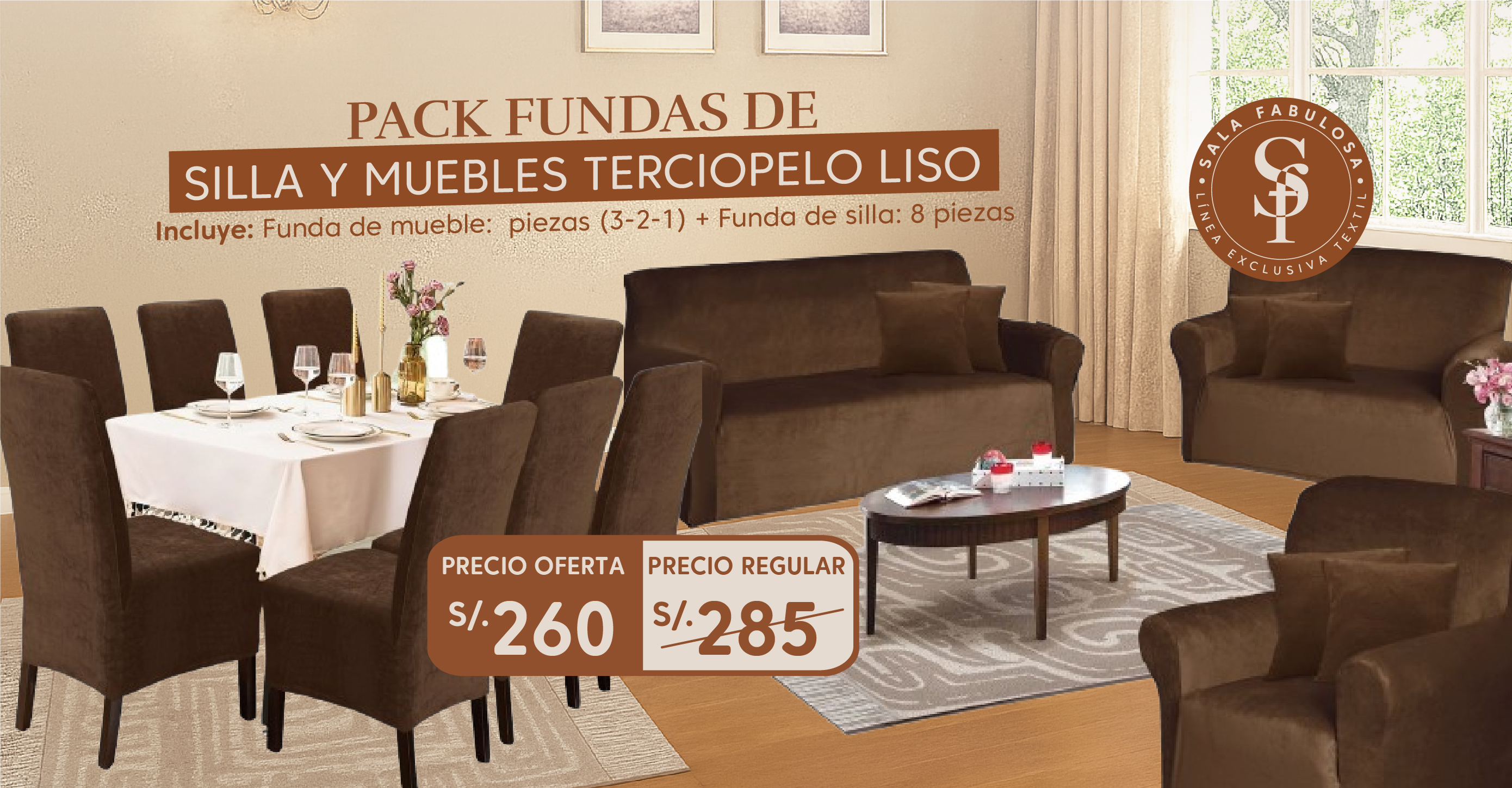 PACK FUNDAS DE SILLA Y MUEBLES TERCIOPELO LISO
