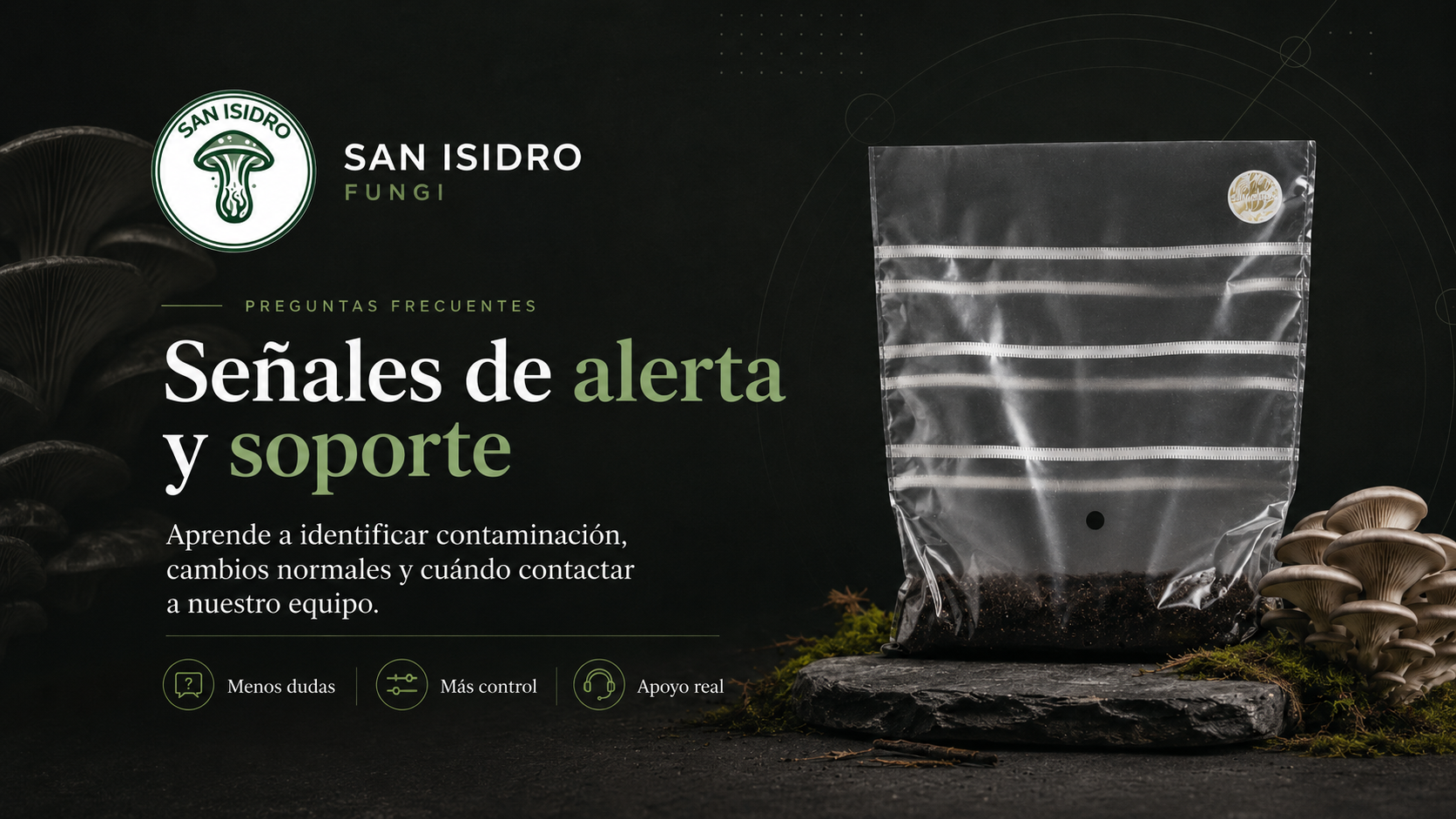 Señales de alerta y soporte Mycebag San Isidro Fungi