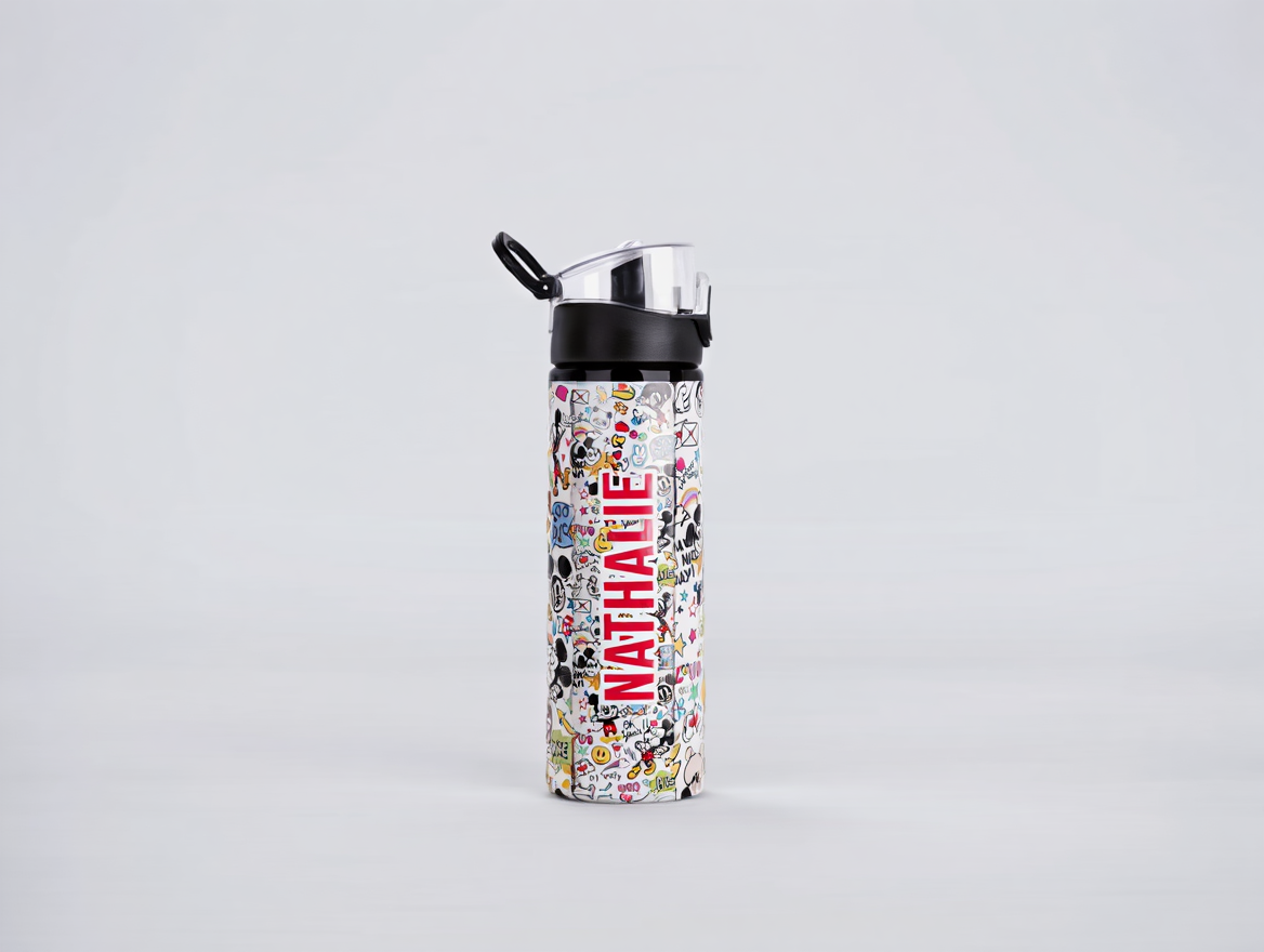 Botella Personalizada con Nombre – Diseño Mickey y Emojis
