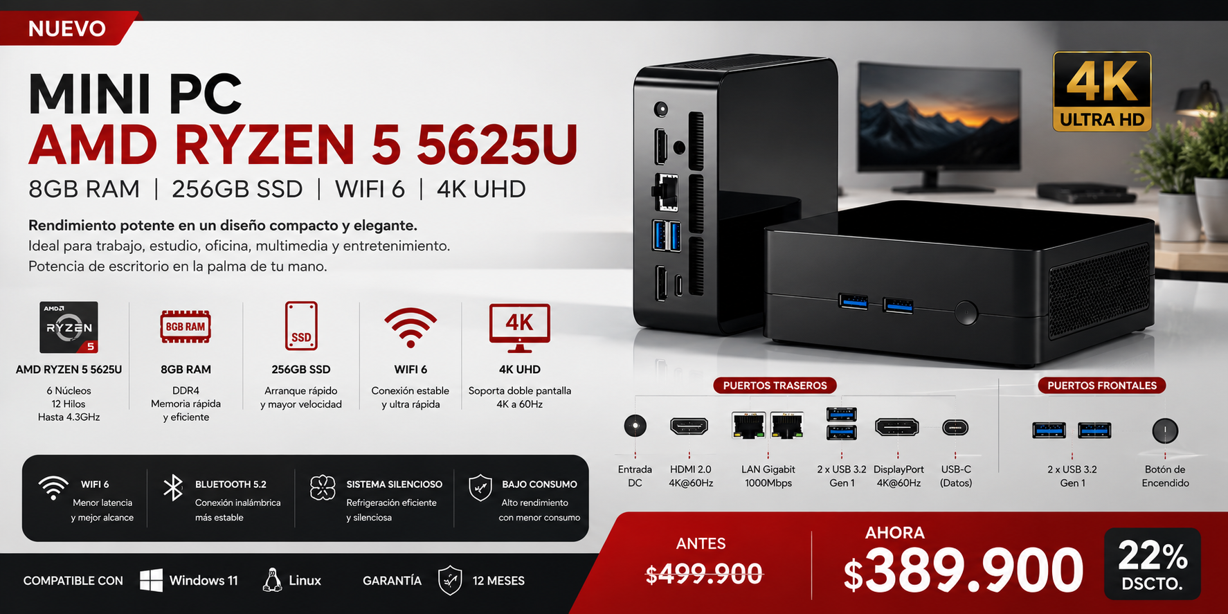 Mini PC Getorli Ryzen 5 3550H