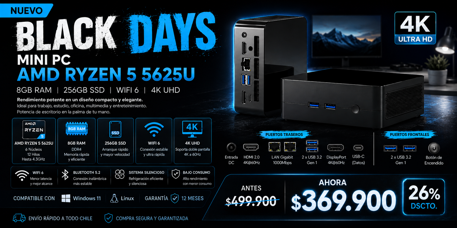 Mini PC Getorli Ryzen 5 3550H