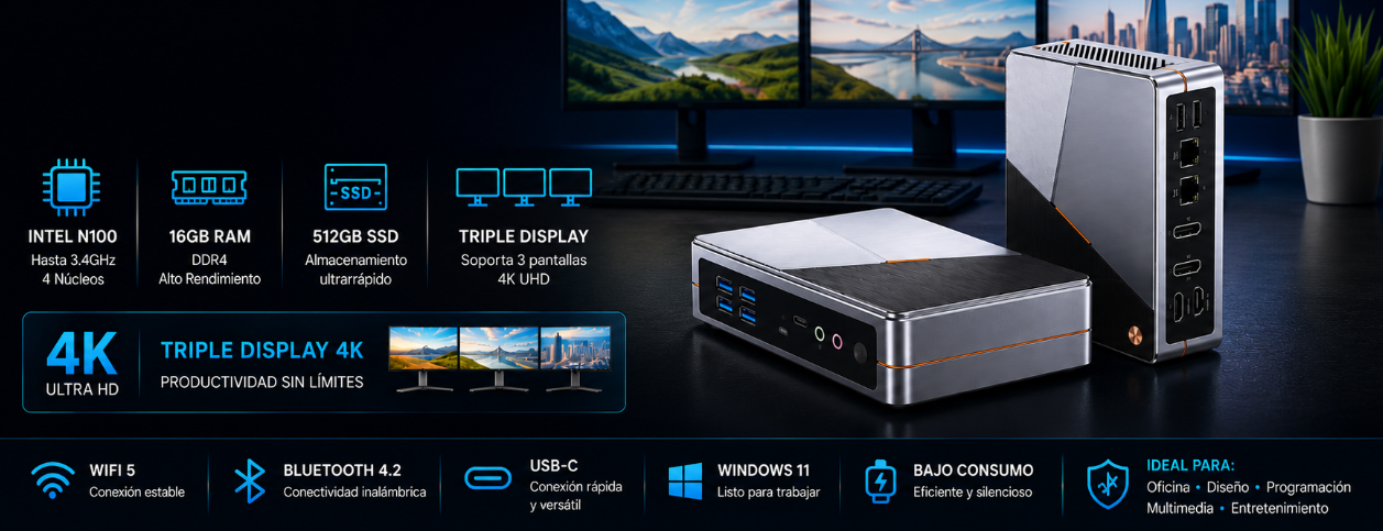 MINI PC INTEL N100 16GB 512GB
