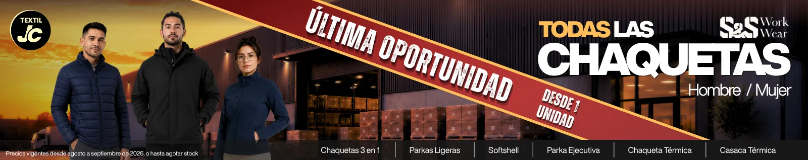 Última oportunidad en chaquetas para hombre y mujer, con parkas, Softshell y chaquetas térmicas en Textil JC