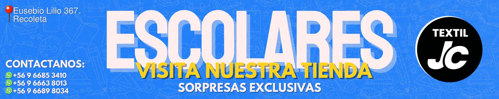 Ropa escolar en tienda Recoleta Textil JC. Consulta por stock de uniformes al WhatsApp +56966853410.